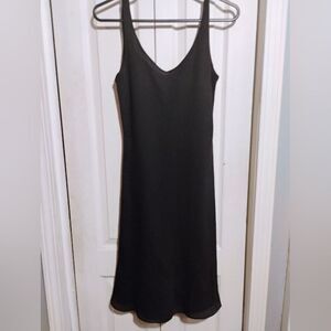 Elegant Black V-Neck Slip Midi Dress